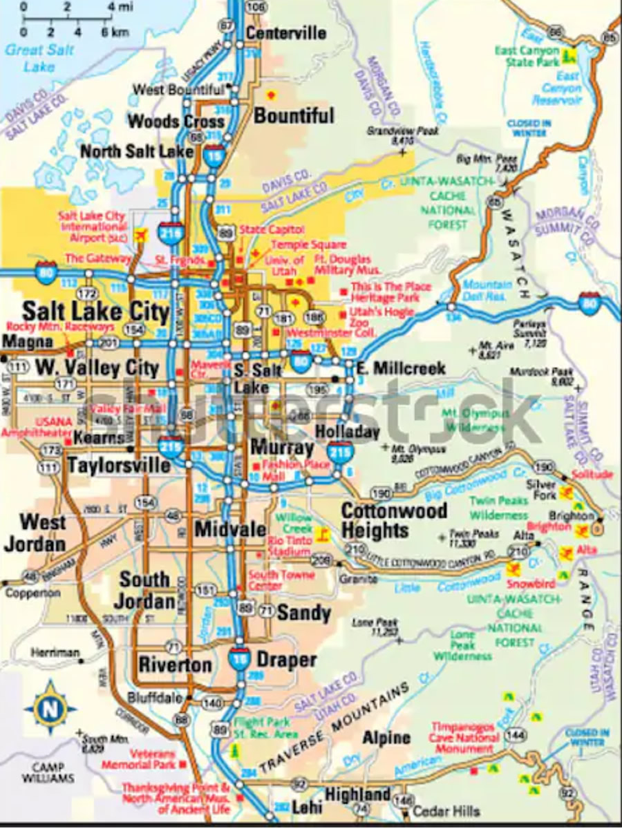 Salt Lake City Center Map   UT